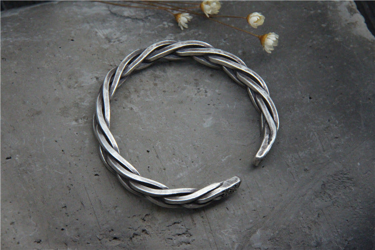 Aegis Sterling Woven Cuff - Handmade