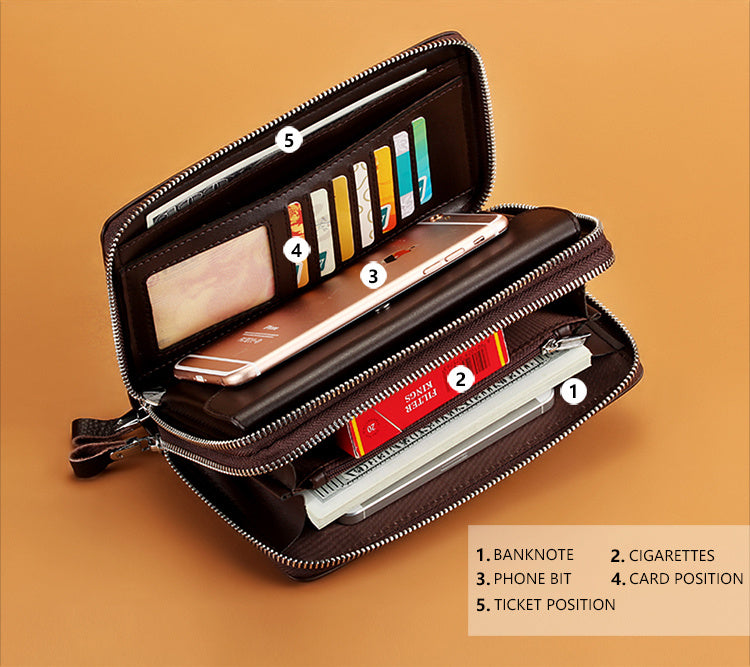 LEINASEN Men’s PU Leather Zipper Wallet