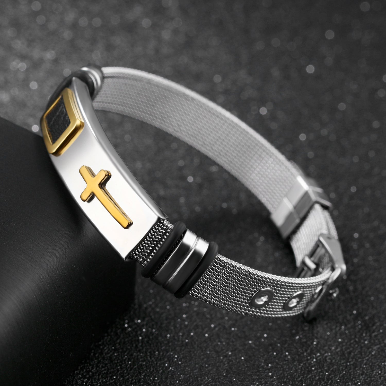 Punk Design Cross Bracelet Bangle - Stainless Steel