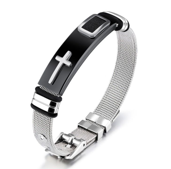 Punk Design Cross Bracelet Bangle - Stainless Steel