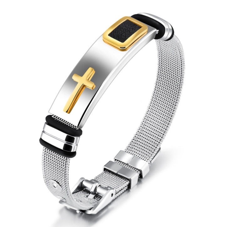 Punk Design Cross Bracelet Bangle - Stainless Steel