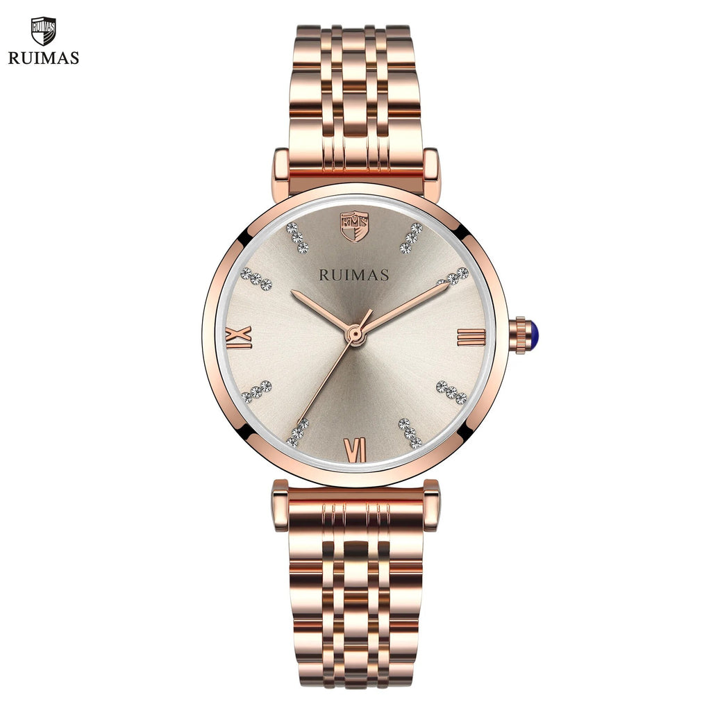 RUIMAS Women Watches Top Brand Luxury Quartz Watch Waterproof Fashion Ladies Wristwatch Stain Steel Dress Clock Reloj Mujer 536-0