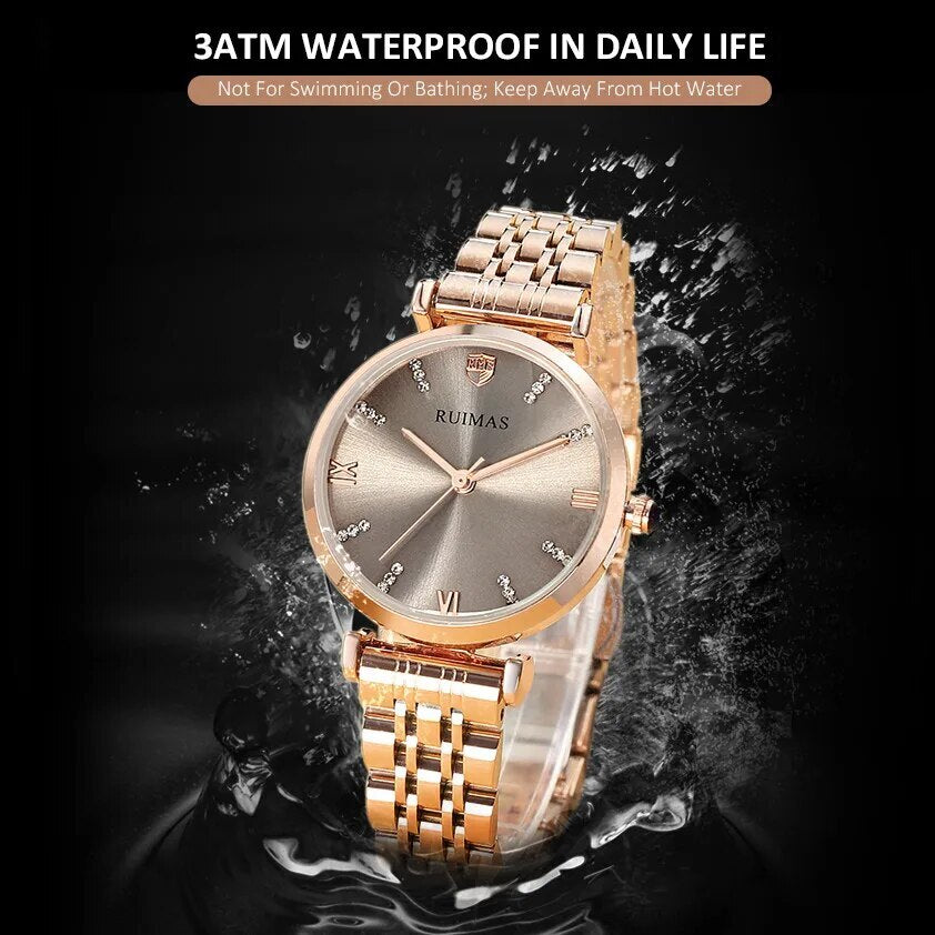 RUIMAS Women Watches Top Brand Luxury Quartz Watch Waterproof Fashion Ladies Wristwatch Stain Steel Dress Clock Reloj Mujer 536-11