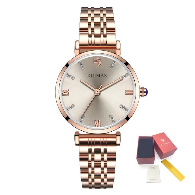 RUIMAS Women Watches Top Brand Luxury Quartz Watch Waterproof Fashion Ladies Wristwatch Stain Steel Dress Clock Reloj Mujer 536-13