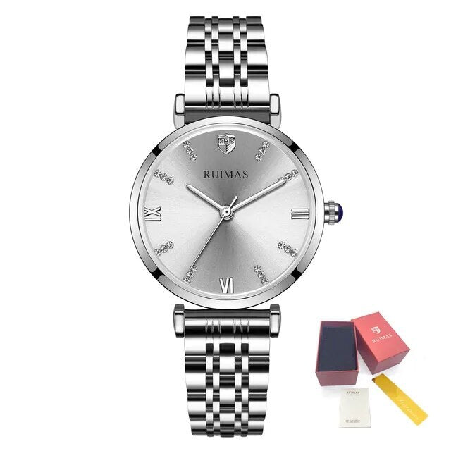 RUIMAS Women Watches Top Brand Luxury Quartz Watch Waterproof Fashion Ladies Wristwatch Stain Steel Dress Clock Reloj Mujer 536-14