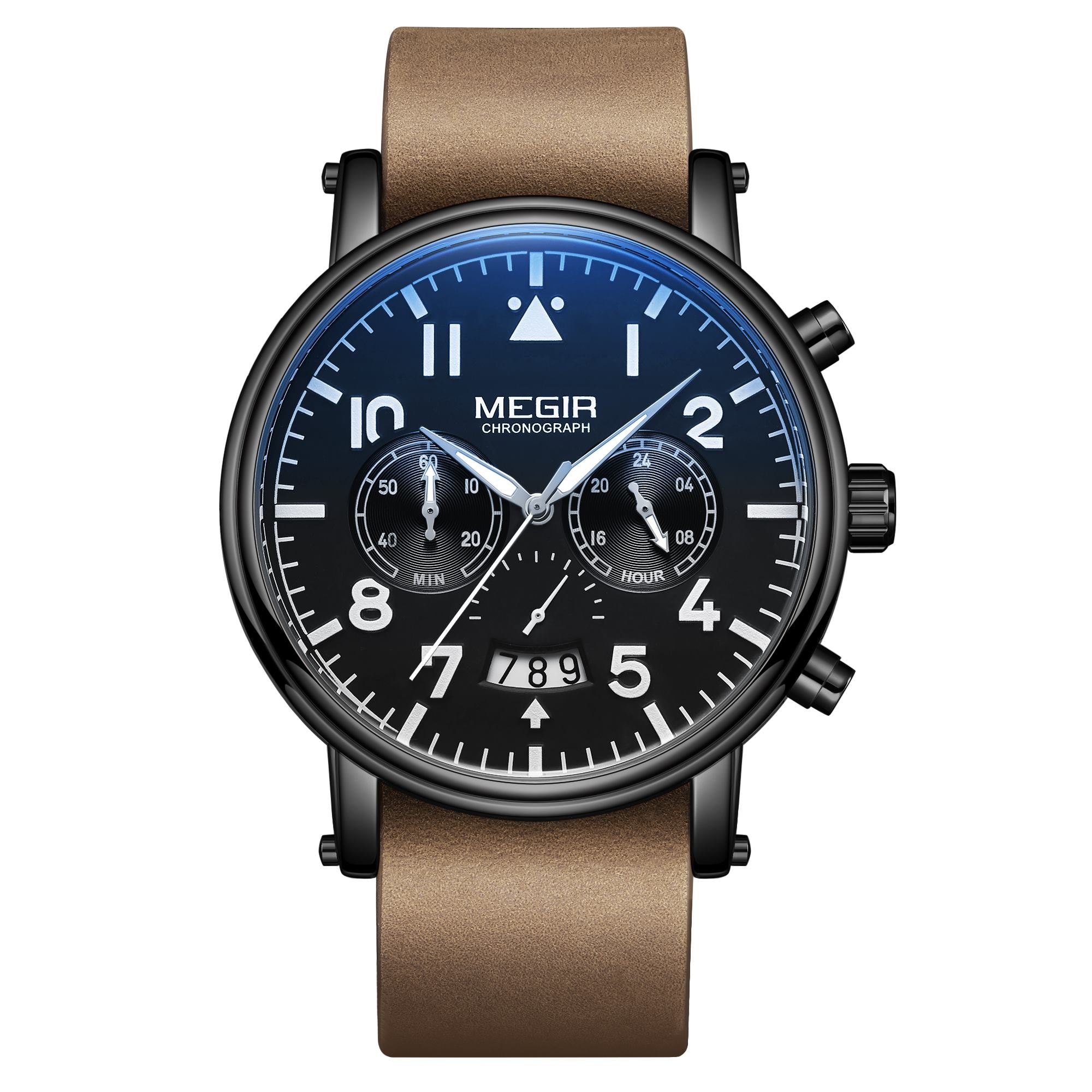 MEGIR Fashion Mens Watches Leather Military Sport Watch Chronograph Luminous Waterproof Quartz Wristwatch Man Clock Reloj Hombre-9