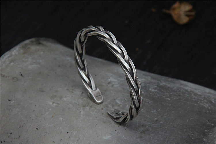 Aegis Sterling Woven Cuff - Handmade