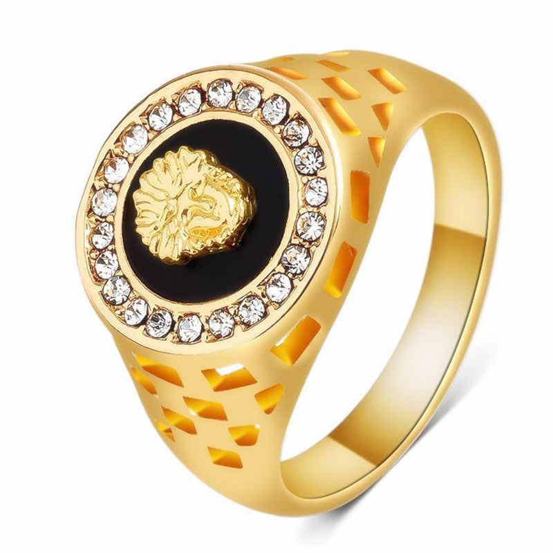 Bold Lion Head Men's Ring – Diamond Cut Statement Ring (Gold/Silver)