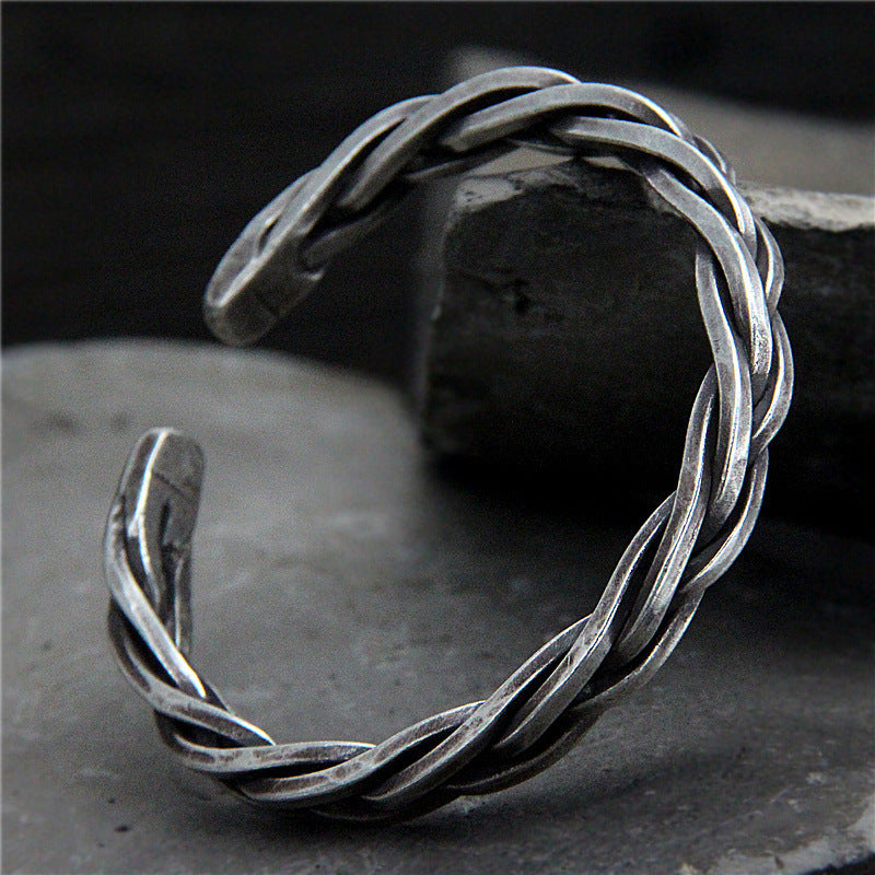 Aegis Sterling Woven Cuff - Handmade