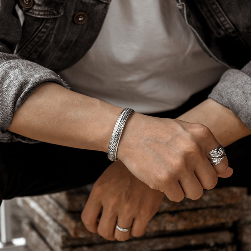 Silver Weave Cuff Bracelet