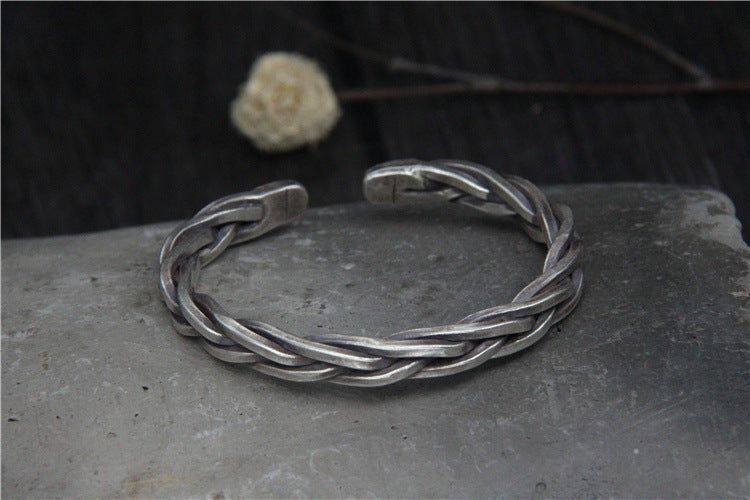 Aegis Sterling Woven Cuff - Handmade