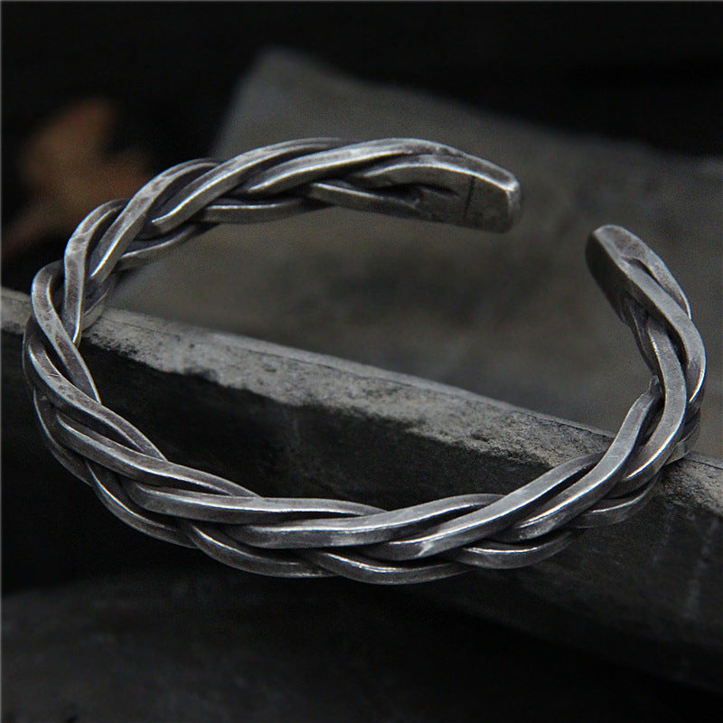 Aegis Sterling Woven Cuff - Handmade