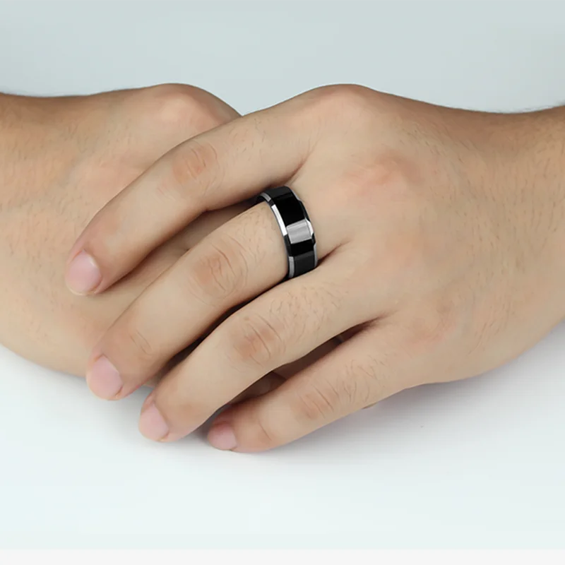 Classic 8mm Black Stainless Steel Ring – Unisex Wedding Band & Party Accessory