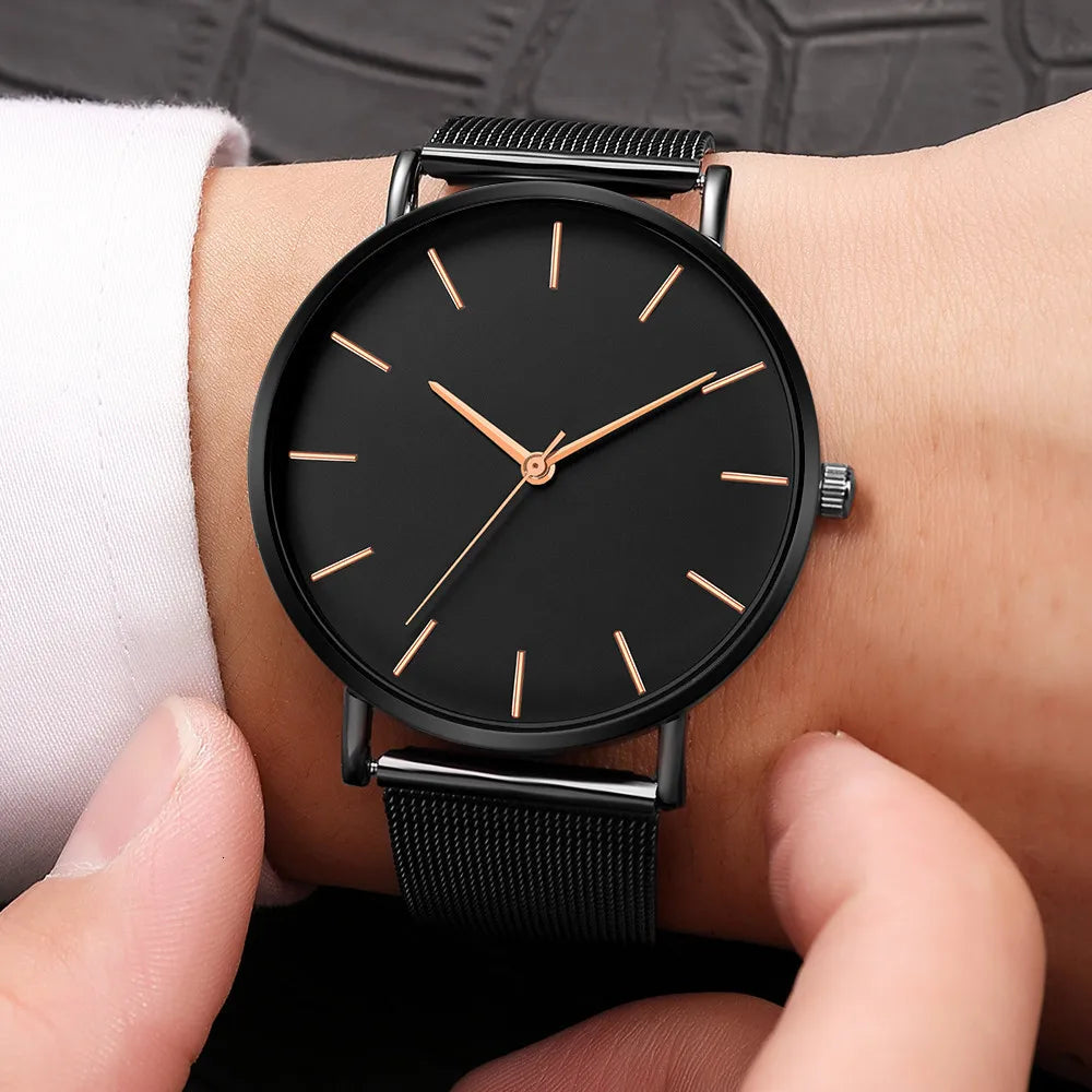 Ultra-Thin Mesh Strap Quartz Watch