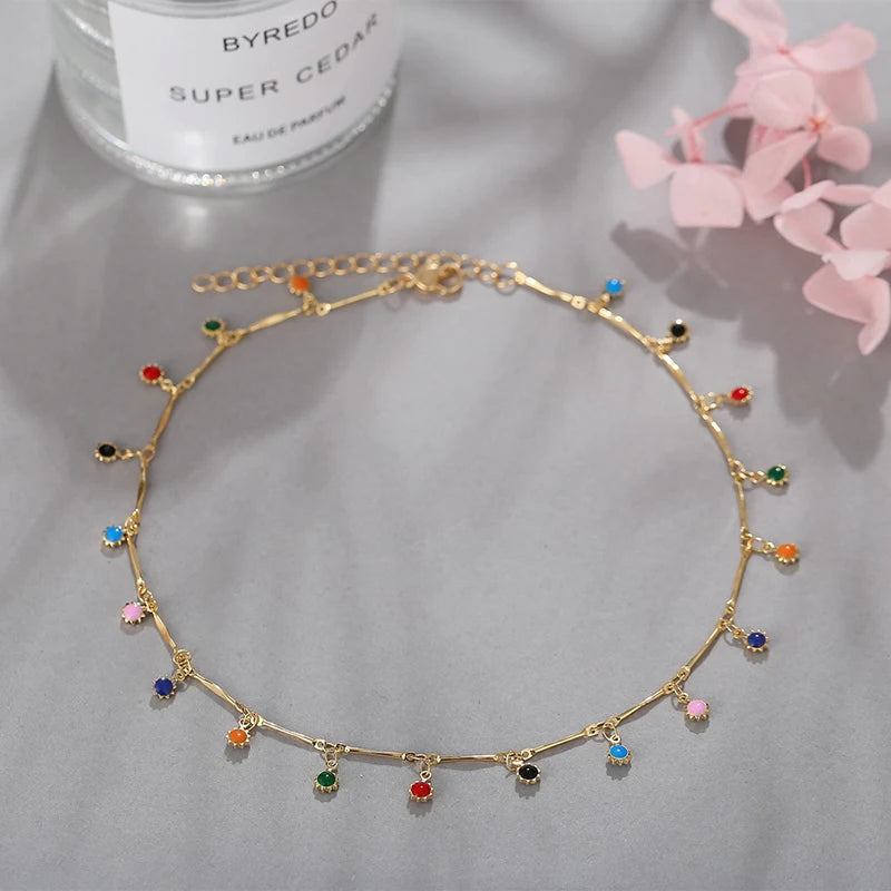 Colourful Candy Charm Choker – Aesthetic Beaded Tassel Necklace