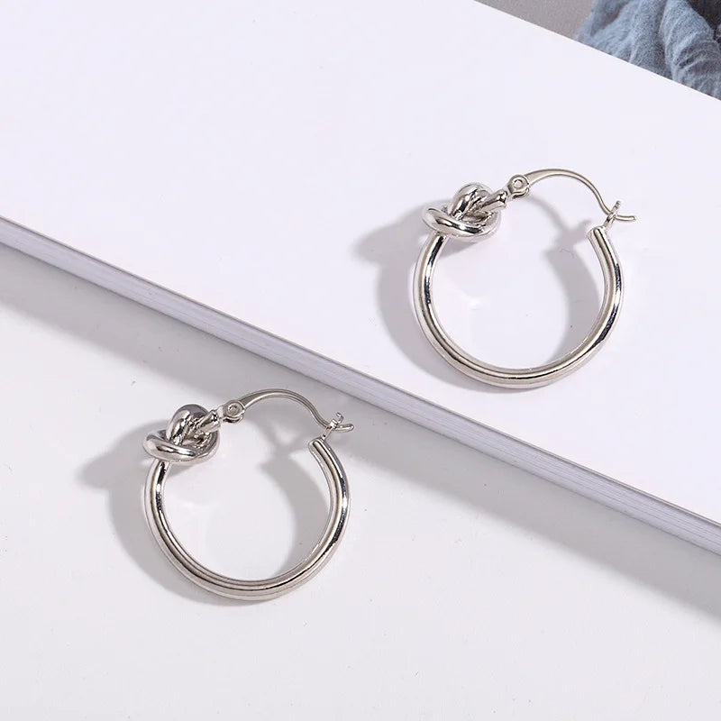 Knot Charm Hoop Earrings – Gold & Silver Tones