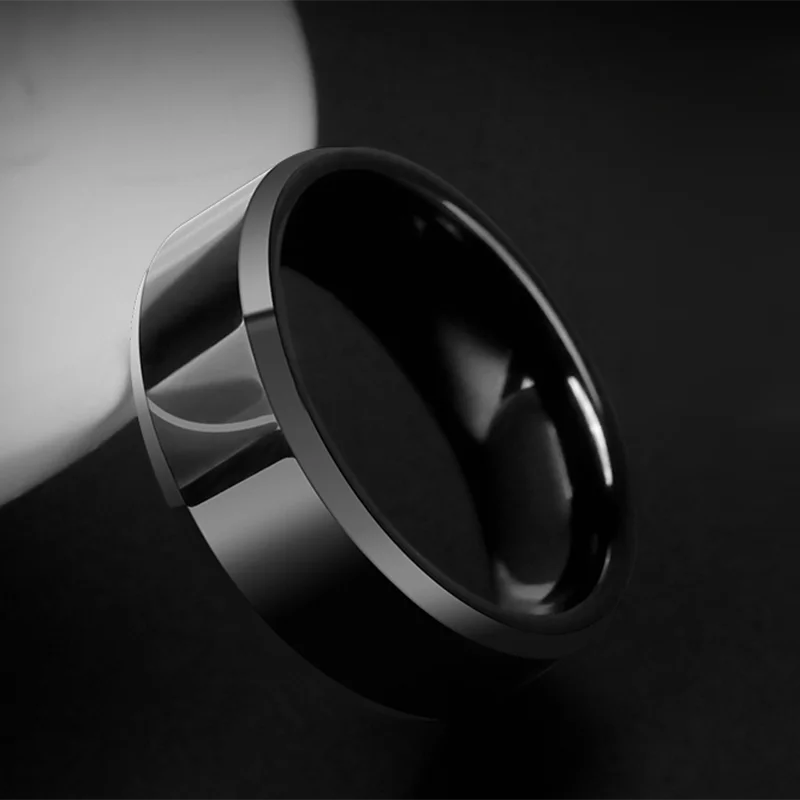 Classic 8mm Black Stainless Steel Ring – Unisex Wedding Band & Party Accessory