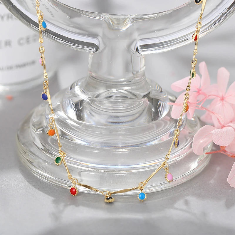 Colourful Candy Charm Choker – Aesthetic Beaded Tassel Necklace