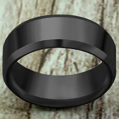 Classic 8mm Black Stainless Steel Ring – Unisex Wedding Band & Party Accessory