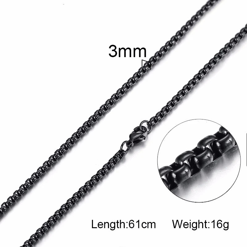 Stainless Steel Round Box Chain Necklace