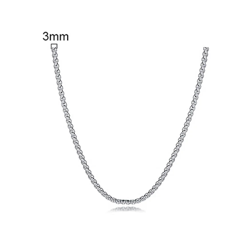 Stainless Steel Round Box Chain Necklace