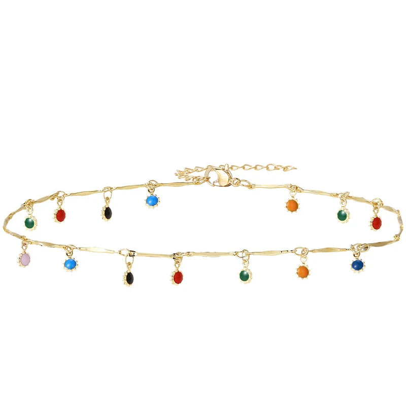 Colourful Candy Charm Choker – Aesthetic Beaded Tassel Necklace