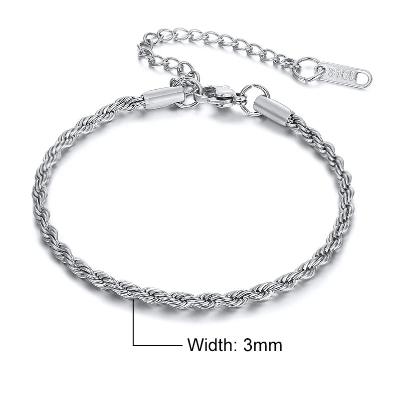 Vnox Rope Unisex Chain Bracelet
