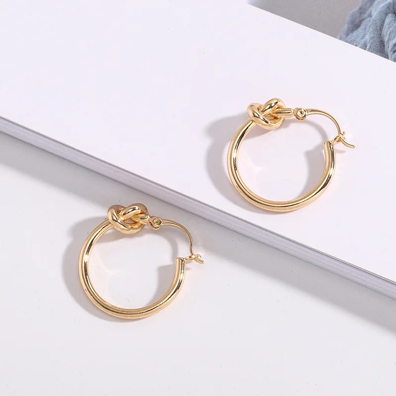 Knot Charm Hoop Earrings – Gold & Silver Tones