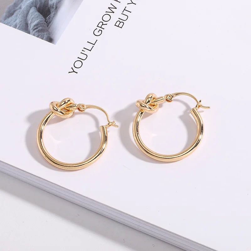 Knot Charm Hoop Earrings – Gold & Silver Tones