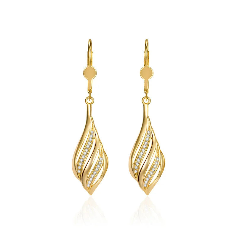 Luna Drop – Elegant Gold finish Leaf Earrings for Women