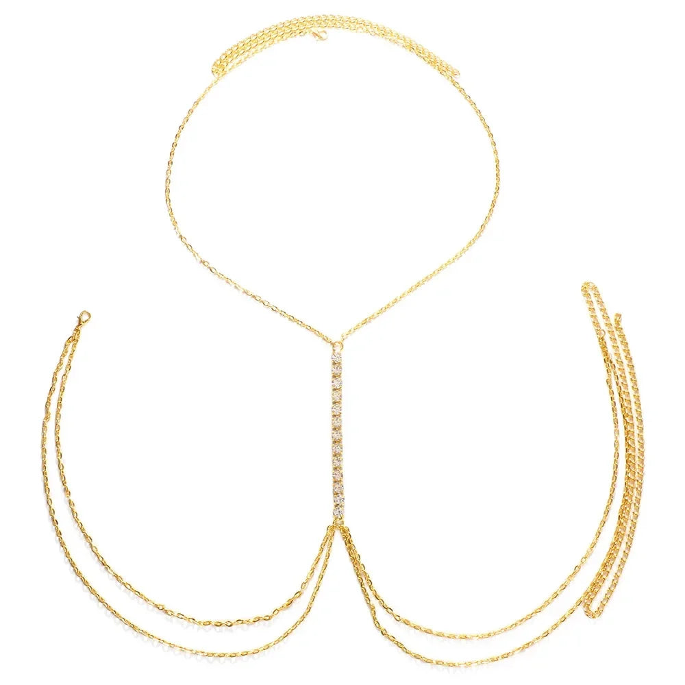 Rhinestone Body Chain Bra