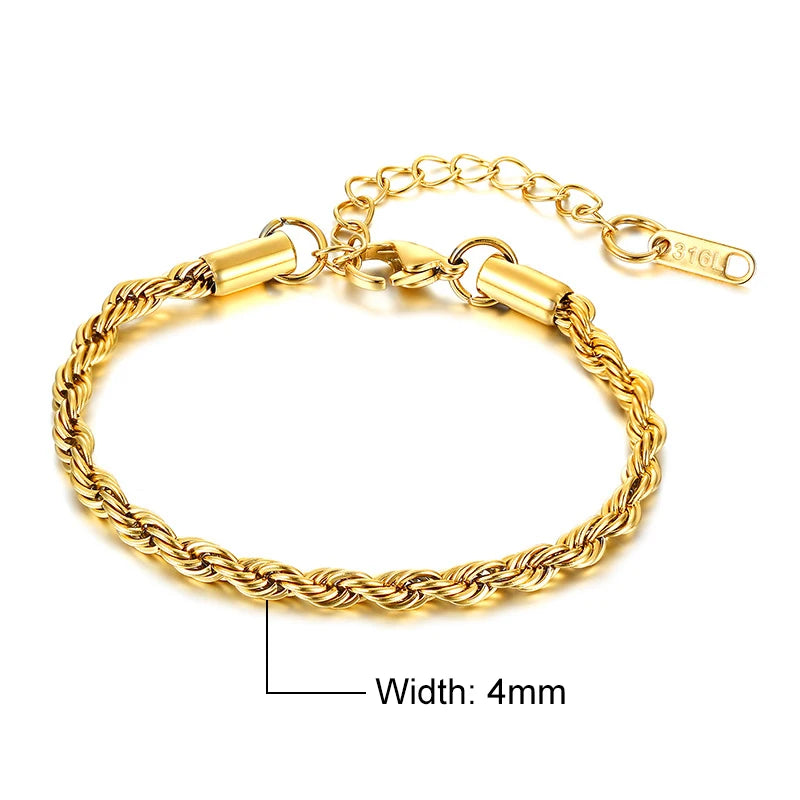 Vnox Rope Unisex Chain Bracelet
