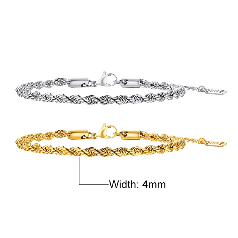 Vnox Rope Unisex Chain Bracelet