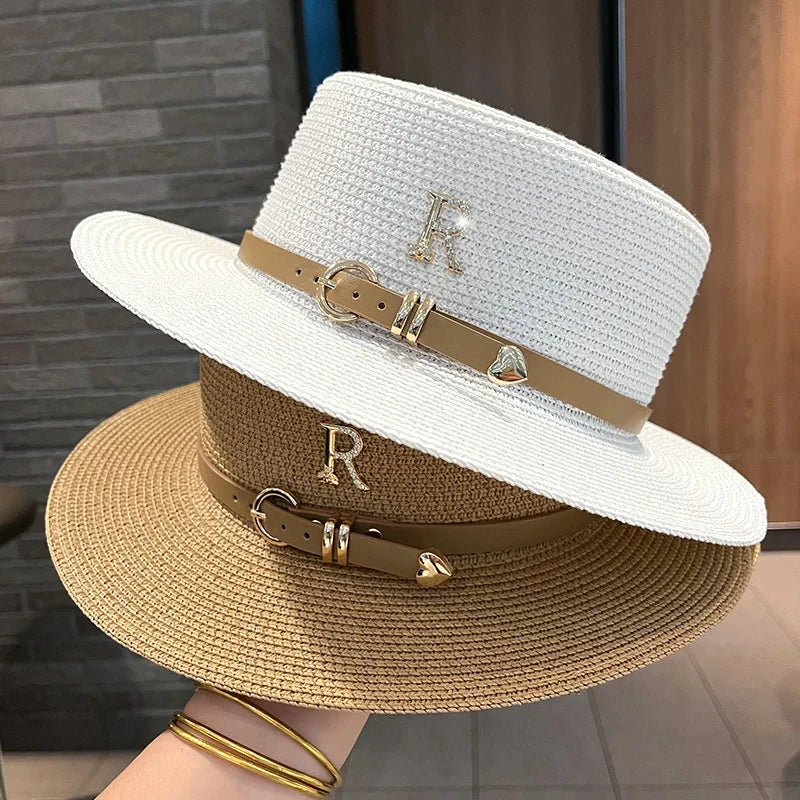 Soleil Elegance Flat Top Straw Hat