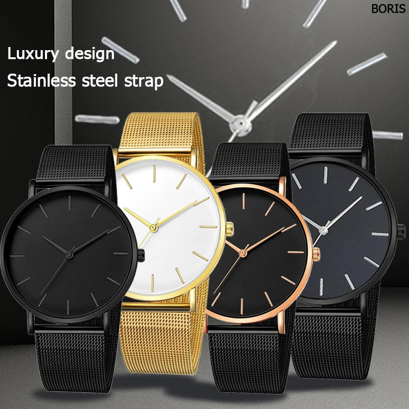 Ultra-Thin Mesh Strap Quartz Watch