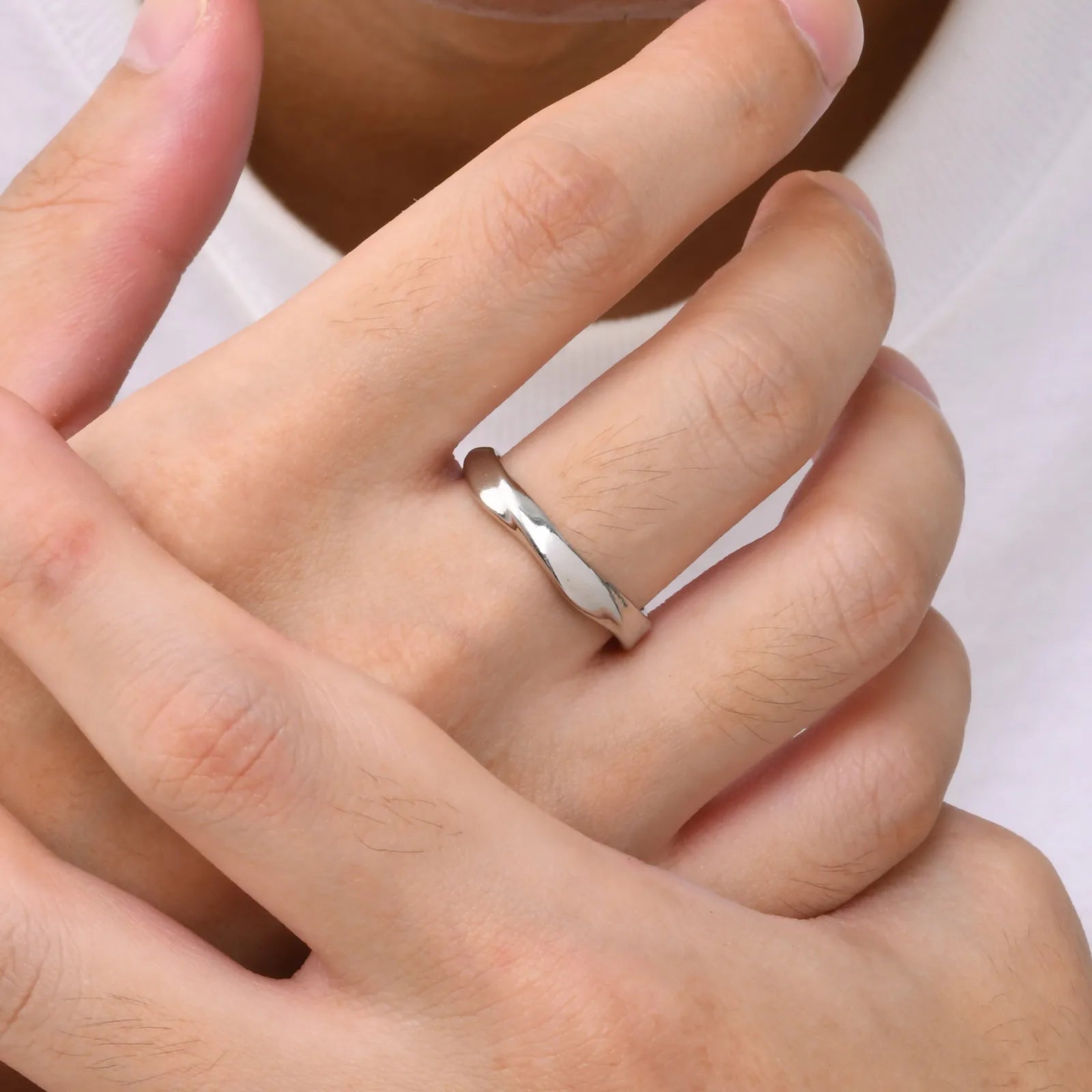 Silver Mobius Open Ring – Adjustable Minimal Design