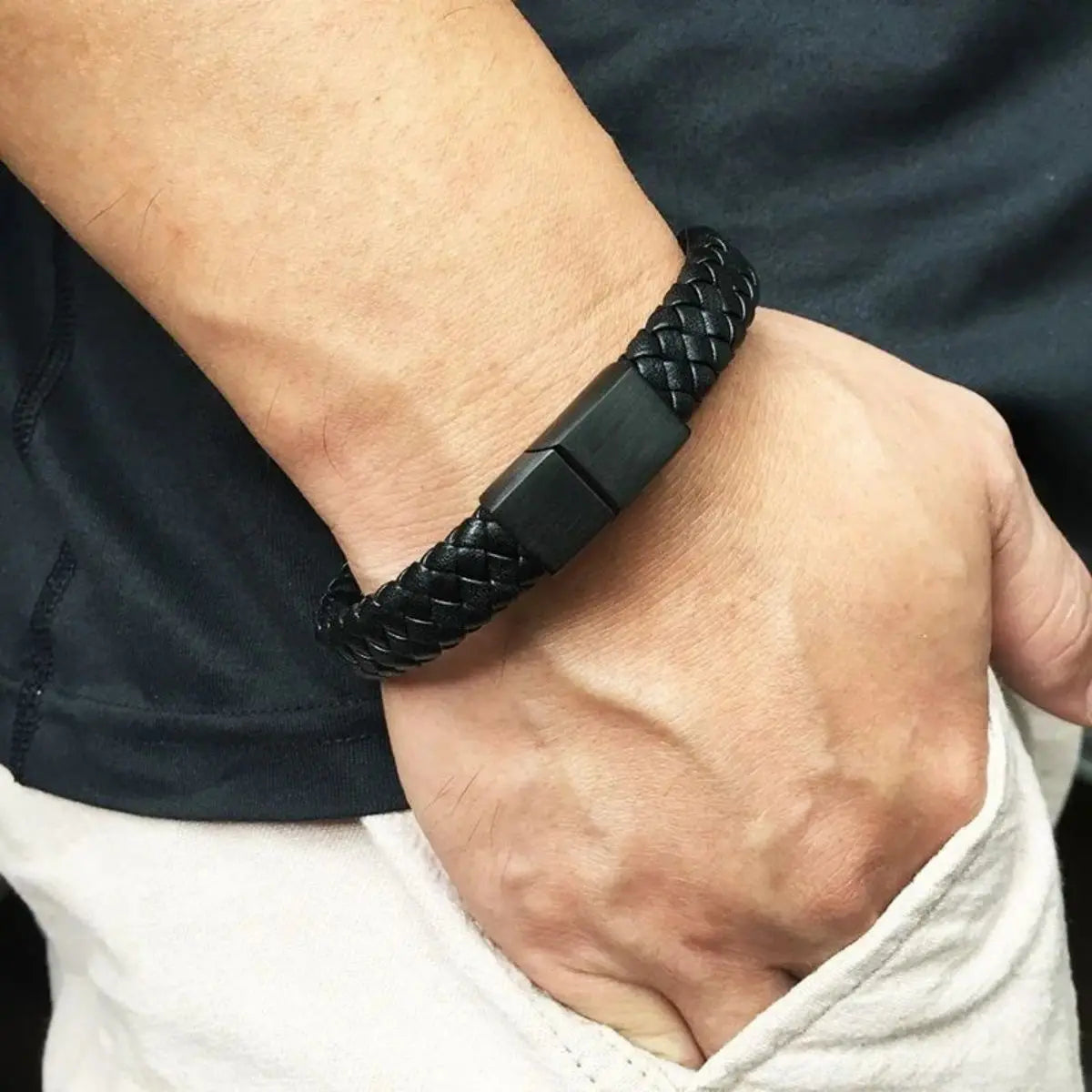 Classic Woven Leather Bangle
