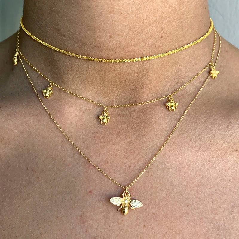 925 Sterling Silver Bee Pendant Necklace