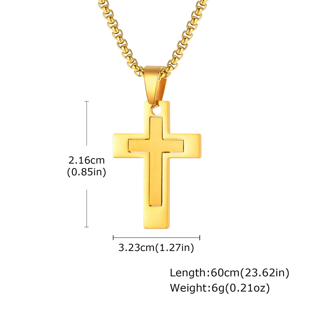 Sanctis Cross Necklace – Stainless Steel Pendant for Men
