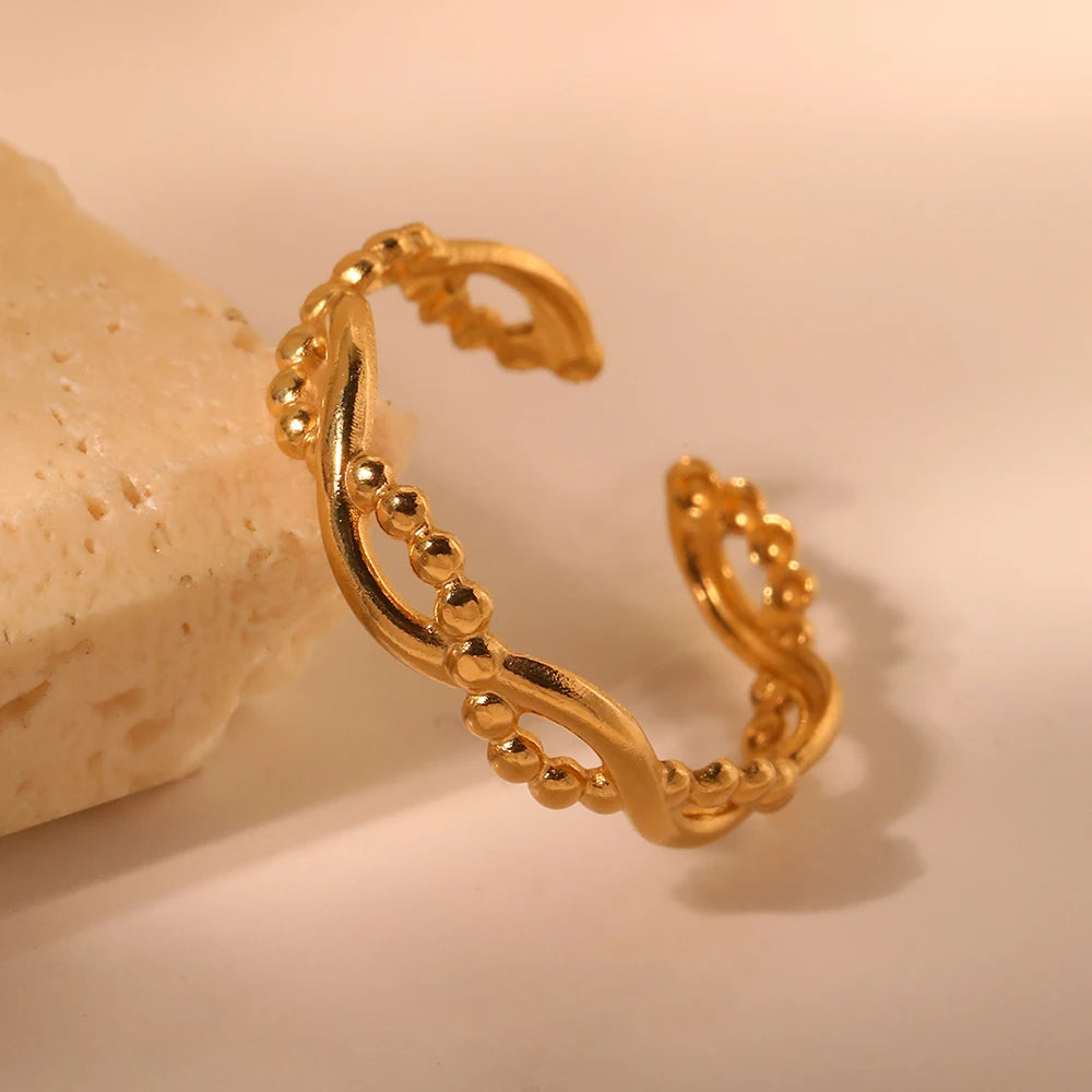 Geometric Hollow Open Ring – Gold-Tone Stainless Steel