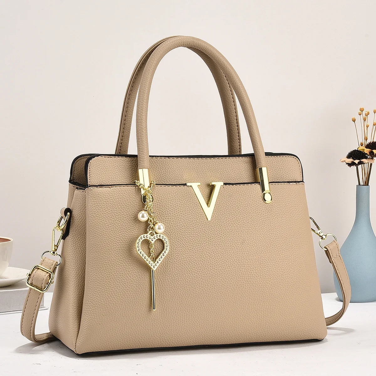 Classic White PU Leather Shoulder Handbag