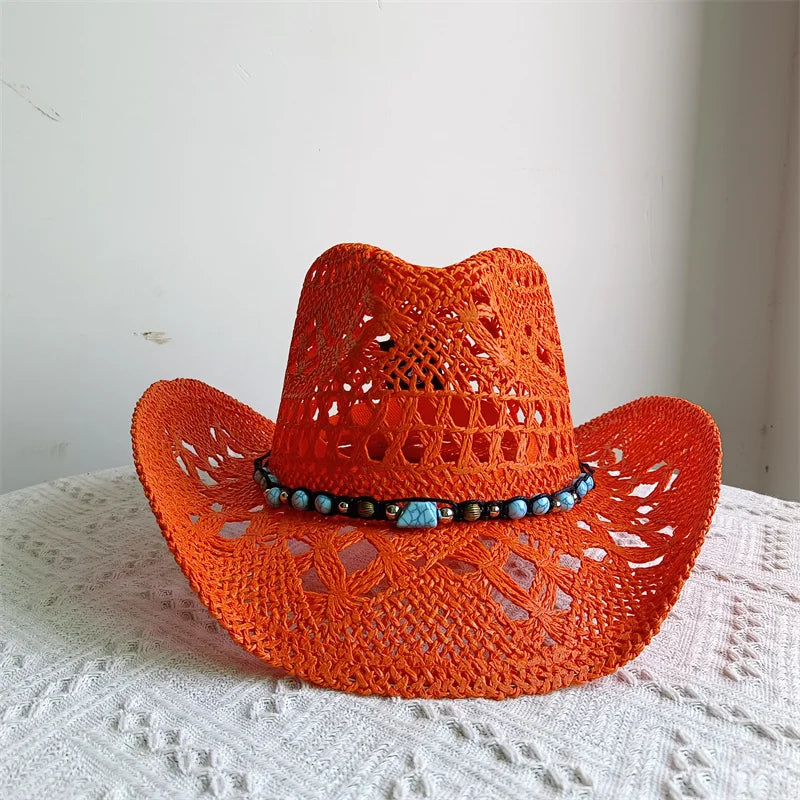 Shell Malan Retro Straw Cowboy Hat - 28 Color Option