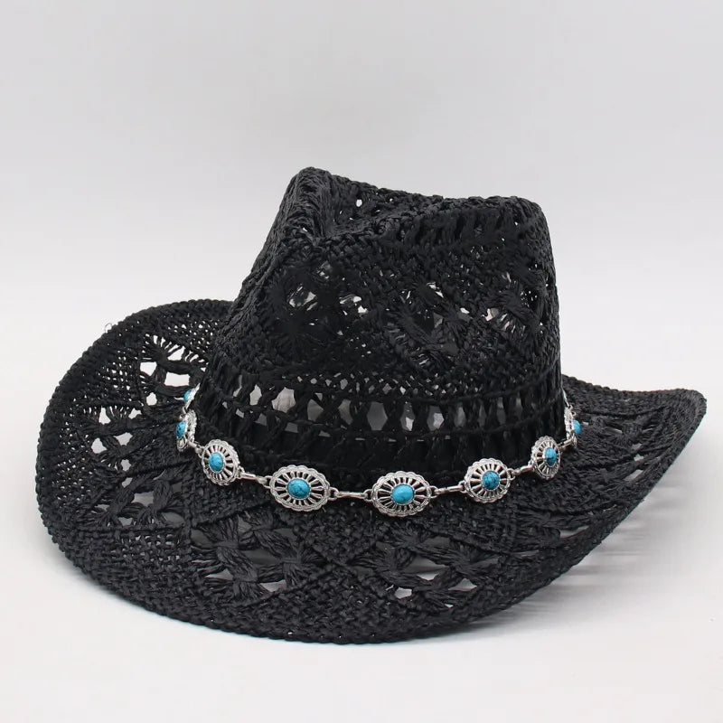 Boho Seashell Western Straw Hat