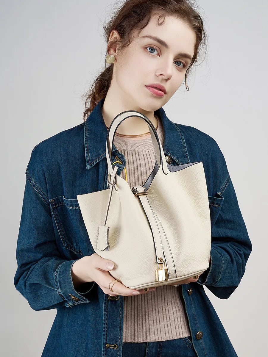 Premium - Elegant Leather Bucket Bag