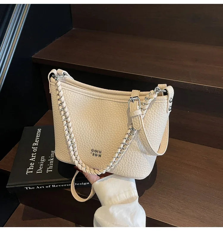 BS - Elegant PU Leather Tote Bag with Chain Strap
