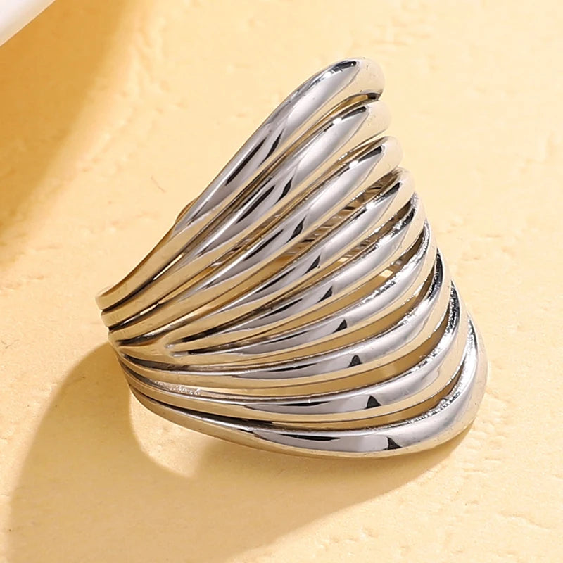 Multilayer Stripe Adjustable Ring for Women
