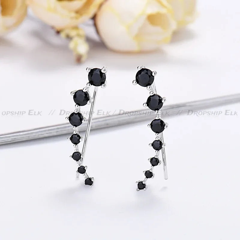 Zircon Star Flower Climber Earrings