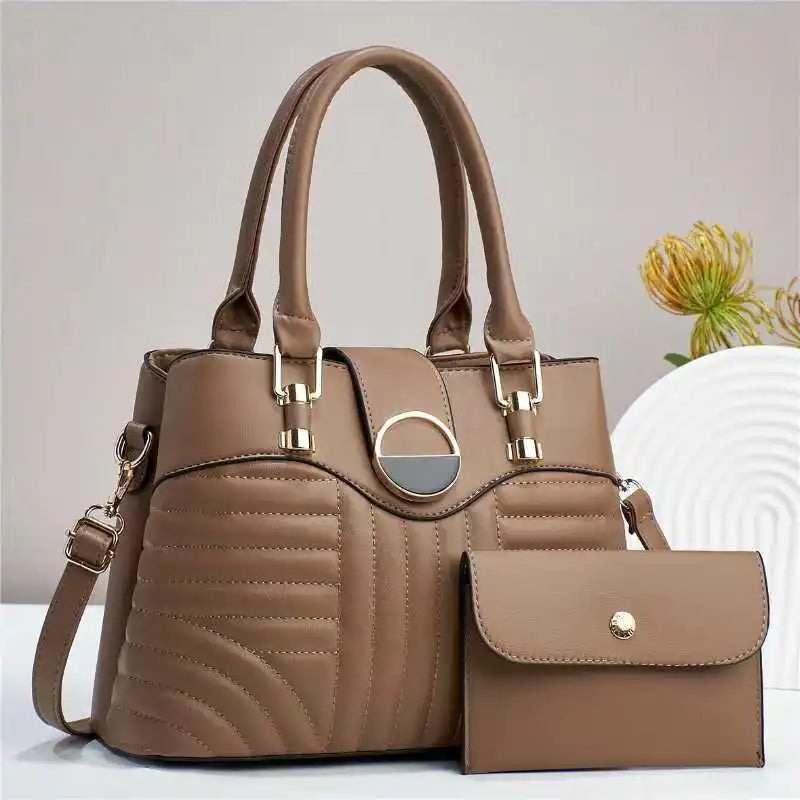 Elegant PU Leather Handbag Set – 2-Piece Tote & Matching Wallet