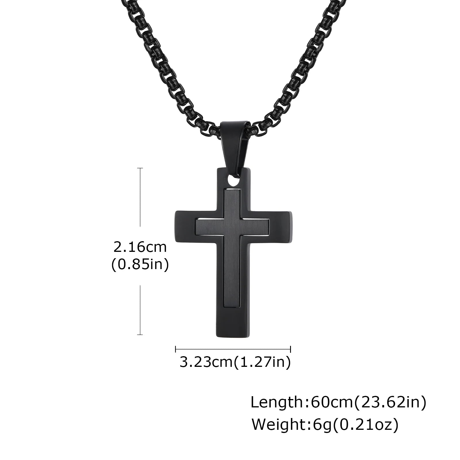 Noctis Cross Necklace – Black Stainless Steel Pendant for Men
