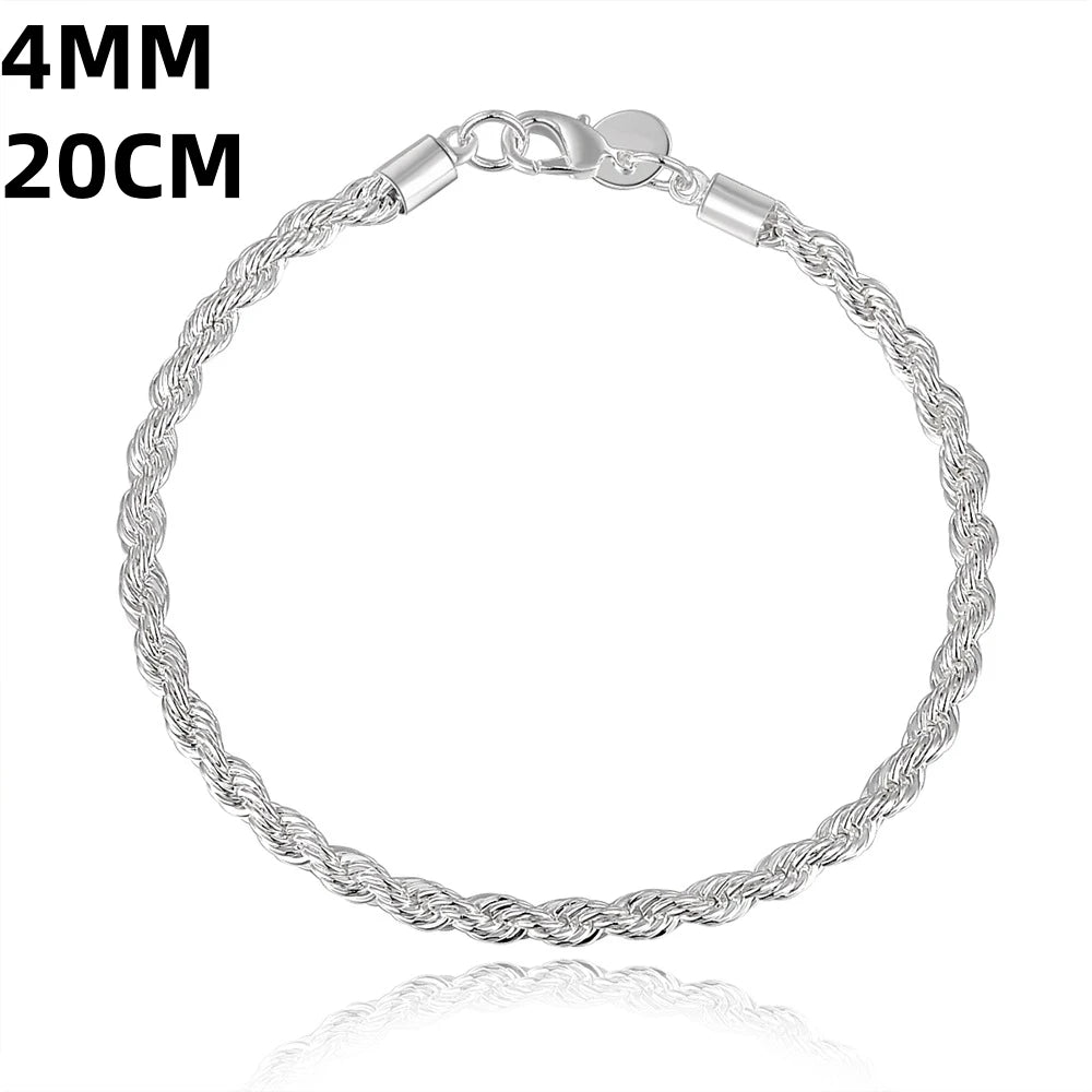 Aurum Twist Chain Bracelet – Unisex Twisted Circle Link in Silver Finish